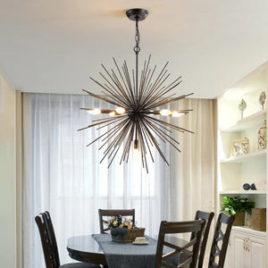 English Elm Sputnik Starburst Chandelier 7 Arm Metal Pendant Light for Dining Room or Entryway T6202P556367