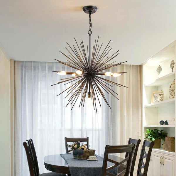 English Elm Sputnik Starburst Chandelier 7 Arm Metal Pendant Light for Dining Room or Entryway T6202P556367