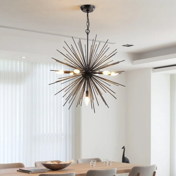 English Elm Sputnik Starburst Chandelier 7 Arm Metal Pendant Light for Dining Room or Entryway T6202P556367