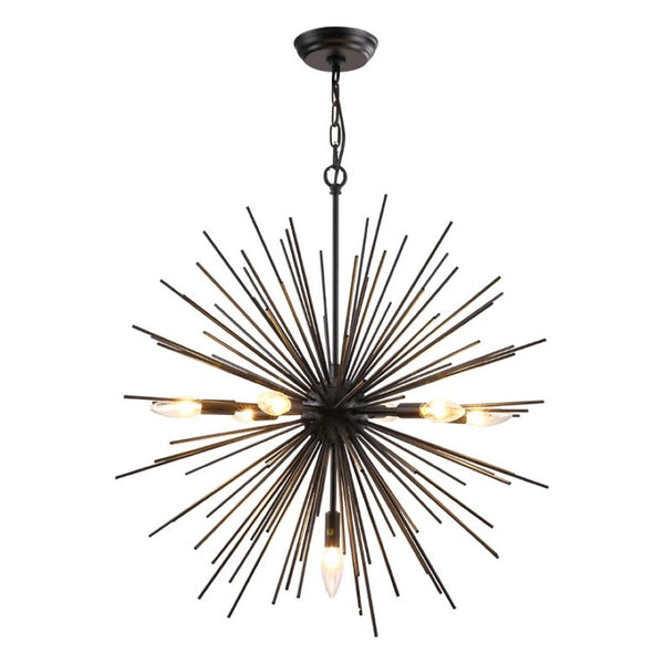English Elm Sputnik Starburst Chandelier 7 Arm Metal Pendant Light for Dining Room or Entryway T6202P556367