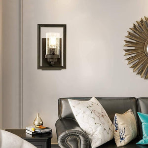 English Elm Glass Wall Sconces Set of 2 Industrial Matte Black Square Mount Bedroom Ambient Lighting T6202P556402