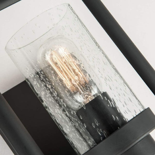 English Elm Glass Wall Sconces Set of 2 Industrial Matte Black Square Mount Bedroom Ambient Lighting T6202P556402