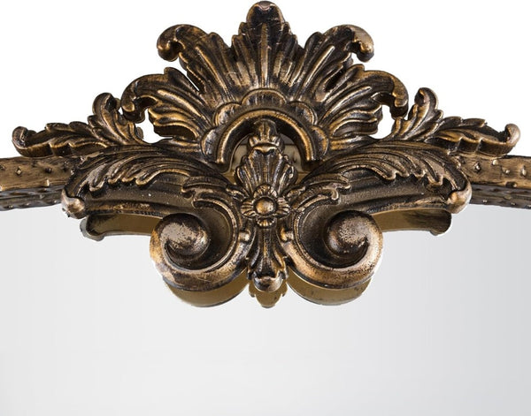 English Elm Irregula Baroque Arched Gold Wood Frame Wall Mirror for Entryway Bedroom Bathroom T6202P556488