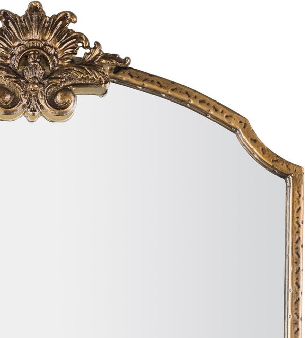 English Elm Irregula Baroque Arched Gold Wood Frame Wall Mirror for Entryway Bedroom Bathroom T6202P556488
