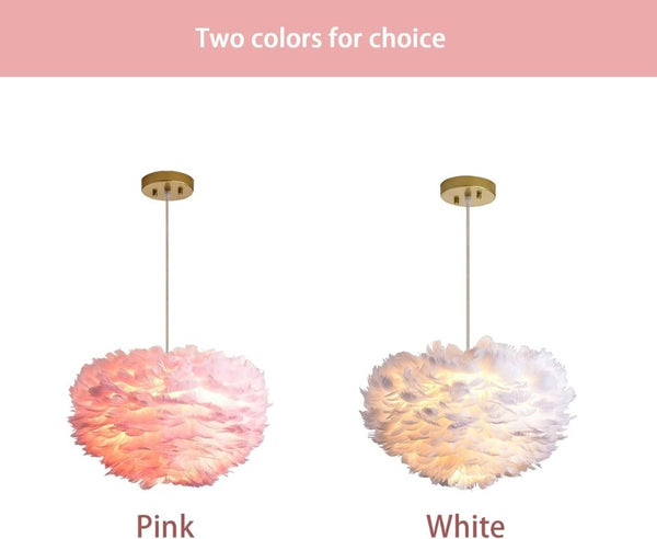 English Elm 18 Inch Pink Goose Feather Chandelier 3 Light Romantic Bedroom Ceiling Fixture T6202P558028