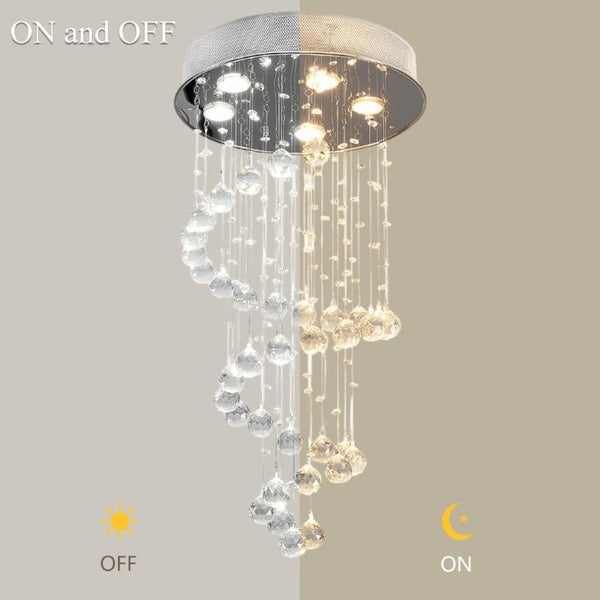 English Elm Modern K9 Crystal Spiral Chandelier Five Light Chrome Ceiling Fixture for Dining Foyer T6202P566536