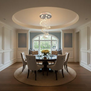 English Elm Modern K9 Crystal Spiral Chandelier Five Light Chrome Ceiling Fixture for Dining Foyer T6202P566536