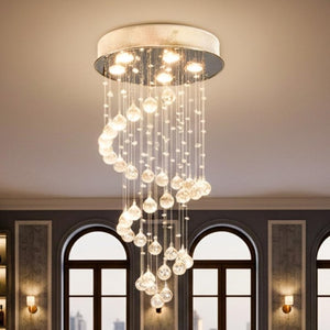 English Elm Modern K9 Crystal Spiral Chandelier Five Light Chrome Ceiling Fixture for Dining Foyer T6202P566536