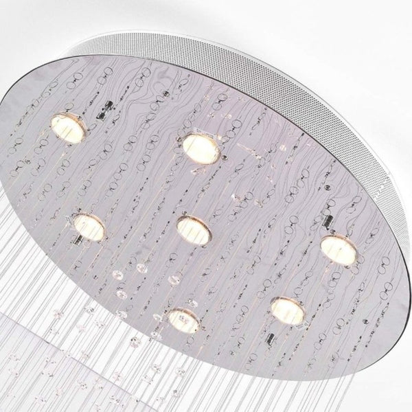 English Elm 64.5 Inch Cascading Crystal Raindrop Chandelier Seven Light Round Pendant for Tall Spaces T6202P566569