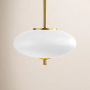 English Elm 1-Light Dimmable LED Chandelier Copper Finish White Glass Shade for Modern Entryways T6202P566713