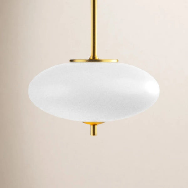English Elm 1-Light Dimmable LED Chandelier Copper Finish White Glass Shade for Modern Entryways T6202P566713