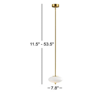 English Elm 1-Light Dimmable LED Chandelier Copper Finish White Glass Shade for Modern Entryways T6202P566713