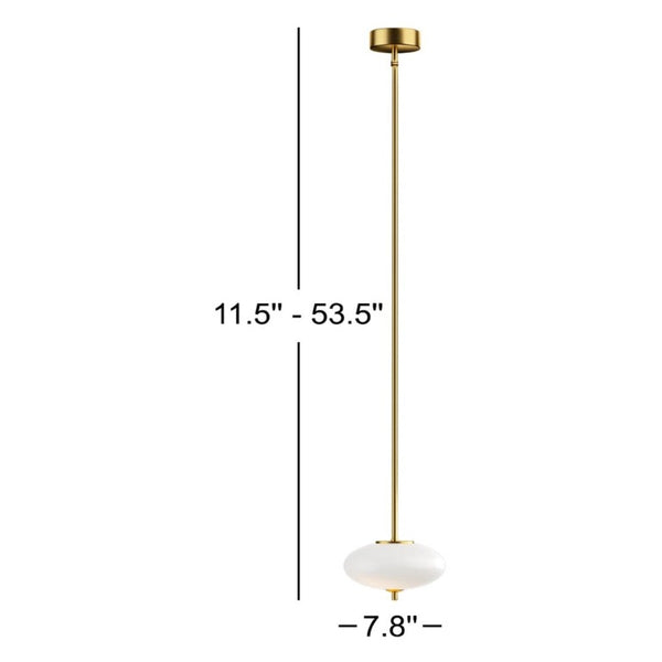 English Elm 1-Light Dimmable LED Chandelier Copper Finish White Glass Shade for Modern Entryways T6202P566713