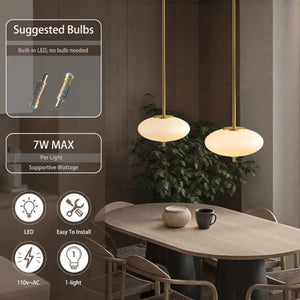 English Elm 1-Light Dimmable LED Chandelier Copper Finish White Glass Shade for Modern Entryways T6202P566713