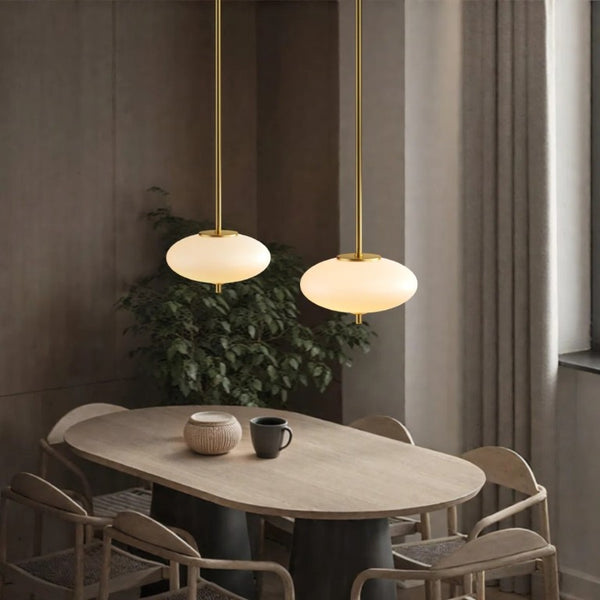 English Elm 1-Light Dimmable LED Chandelier Copper Finish White Glass Shade for Modern Entryways T6202P566713
