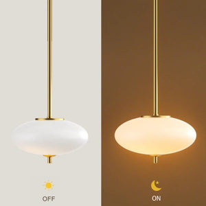 English Elm 1-Light Dimmable LED Chandelier Copper Finish White Glass Shade for Modern Entryways T6202P566713