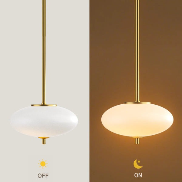 English Elm 1-Light Dimmable LED Chandelier Copper Finish White Glass Shade for Modern Entryways T6202P566713
