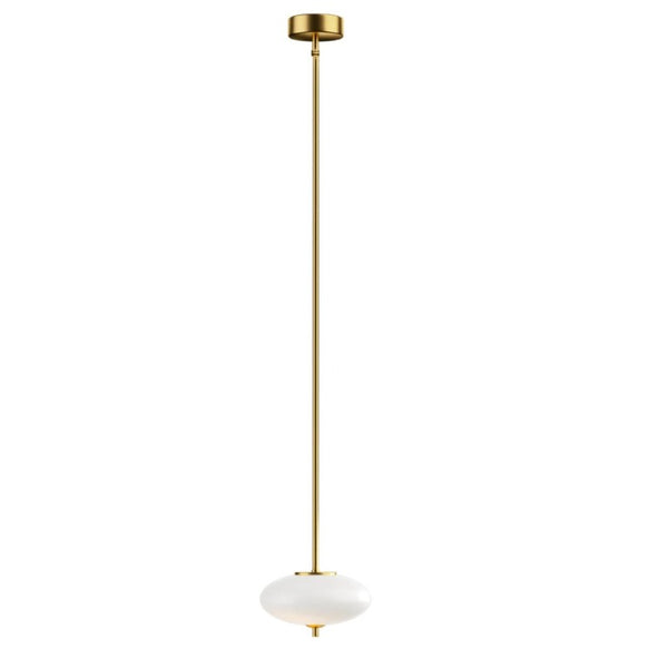 English Elm 1-Light Dimmable LED Chandelier Copper Finish White Glass Shade for Modern Entryways T6202P566713