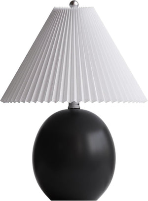 English Elm 20.5 Inch Matte Black Ceramic Globe Table Lamp with Pleated White Shade for Bedroom T6202P567475