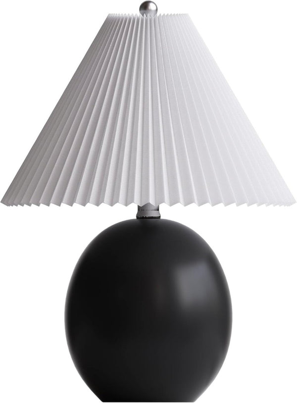 English Elm 20.5 Inch Matte Black Ceramic Globe Table Lamp with Pleated White Shade for Bedroom T6202P567475