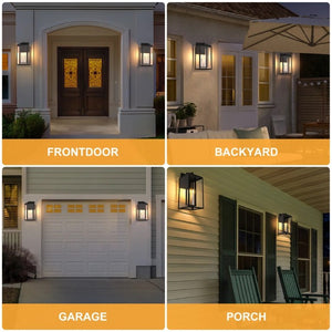 English Elm 2 Light Outdoor Wall Lantern Black Frame Clear Tempered Glass Carriage Style Porch T6202P567529