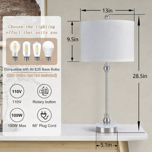 English Elm 20.5 Wrought Iron Marble Base Table Lamp with Linen Shade and Dual USB Charging Ports T6202P567694