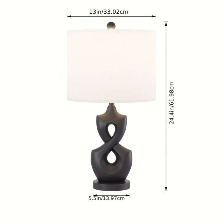 English Elm 22.3 Inch Ceramic Table Lamp Set Dimmable Sculptural Bedside Lights with USB Port T6202P571615