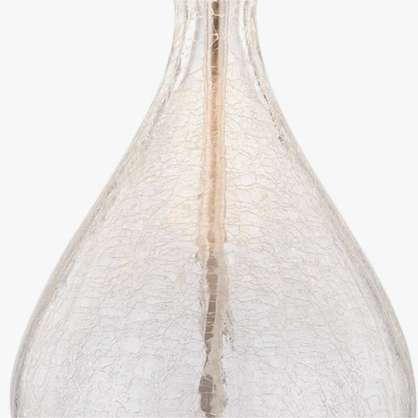 English Elm 23 Inch Handcrafted Water Textured Glass Table Lamp Set with Linen Shade Nickel Base T6202P571645