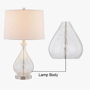 English Elm 23 Inch Handcrafted Water Textured Glass Table Lamp Set with Linen Shade Nickel Base T6202P571645