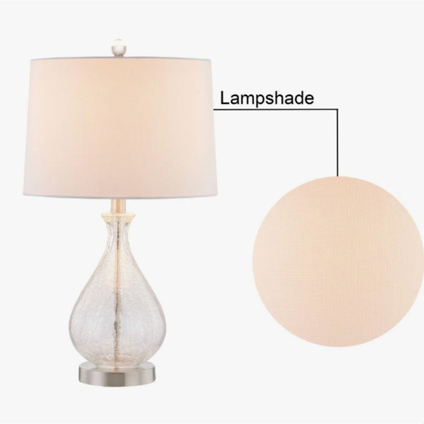 English Elm 23 Inch Handcrafted Water Textured Glass Table Lamp Set with Linen Shade Nickel Base T6202P571645