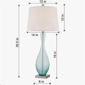 English Elm 30 Inch Hand Blown Glass Bedside Lamp Set with USB Port and 3 Way Dimmer for Bedroom T6202P571646