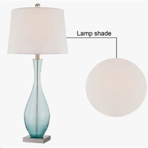 English Elm 30 Inch Hand Blown Glass Bedside Lamp Set with USB Port and 3 Way Dimmer for Bedroom T6202P571646