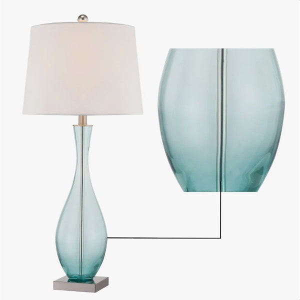 English Elm 30 Inch Hand Blown Glass Bedside Lamp Set with USB Port and 3 Way Dimmer for Bedroom T6202P571646