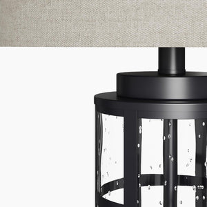 English Elm 25 Inch Industrial Glass Bedside Lamp Set Dimmable with USB Charging Ports for Bedroom T6202P571679