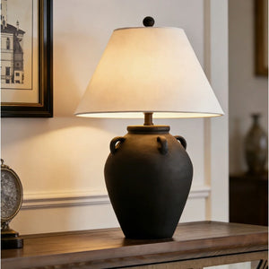 English Elm 25 Inch Dimmable Matte Ceramic Table Lamp Rustic Farmhouse Accent for Bedroom Nightstand T6202P571772