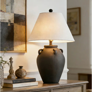 English Elm 25 Inch Dimmable Matte Ceramic Table Lamp Rustic Farmhouse Accent for Bedroom Nightstand T6202P571772
