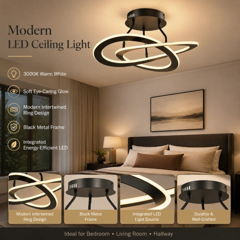 English Elm 19.69 Inch Dual LED Dimmable Semi Flush Ceiling Light for Bedrooms and Hallways T6202P571827