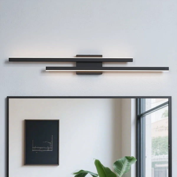 English Elm 2-Light Matte Black Wrought Iron Dimmable LED Vanity Bar for Modern Bathroom Walls T6202P571837