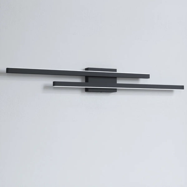 English Elm 2-Light Matte Black Wrought Iron Dimmable LED Vanity Bar for Modern Bathroom Walls T6202P571837