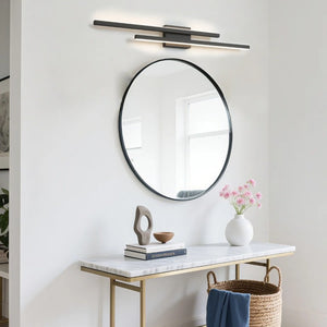 English Elm 2-Light Matte Black Wrought Iron Dimmable LED Vanity Bar for Modern Bathroom Walls T6202P571837