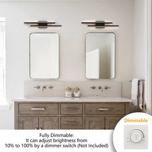 English Elm 2-Light Matte Black Wrought Iron Dimmable LED Vanity Bar for Modern Bathroom Walls T6202P571837