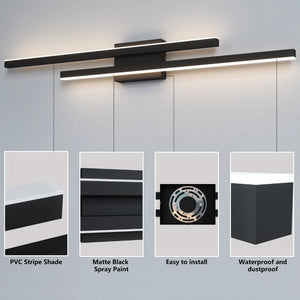 English Elm 2-Light Matte Black Wrought Iron Dimmable LED Vanity Bar for Modern Bathroom Walls T6202P571837