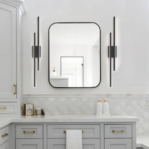 English Elm 2-Light Matte Black Wrought Iron Dimmable LED Vanity Bar for Modern Bathroom Walls T6202P571837