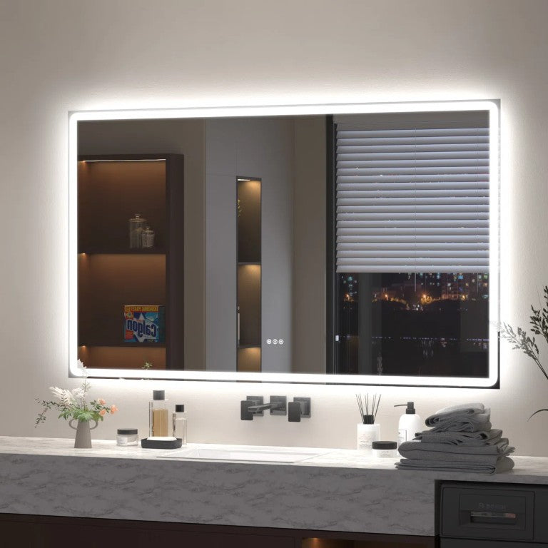 English Elm Modern Frameless LED Bathroom Vanity Mirror with Anti-Fog Dual Lighting and Dimmer T6202P573566