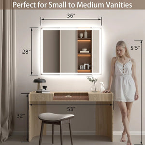 English Elm Modern Frameless LED Bathroom Vanity Mirror with Anti-Fog Dual Lighting and Dimmer T6202P573566