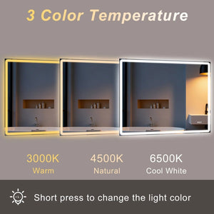 English Elm Modern Frameless LED Bathroom Vanity Mirror with Anti-Fog Dual Lighting and Dimmer T6202P573566