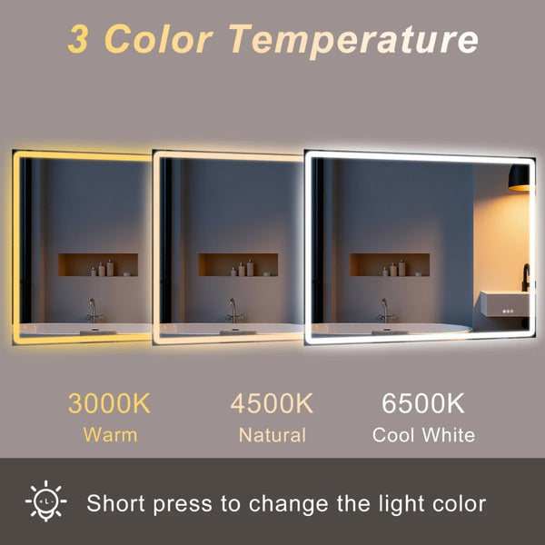 English Elm Modern Frameless LED Bathroom Vanity Mirror with Anti-Fog Dual Lighting and Dimmer T6202P573566