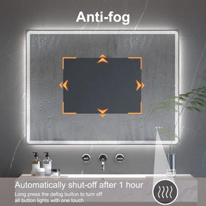 English Elm Modern Frameless LED Bathroom Vanity Mirror with Anti-Fog Dual Lighting and Dimmer T6202P573566