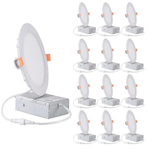 English Elm 6 Inch Dimmable LED Recessed Downlights IC Rated Airtight Set of 12 for Any Room T6202P575025