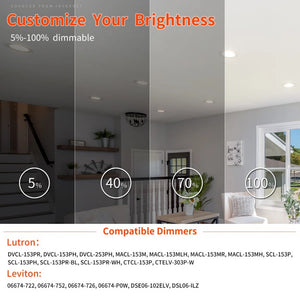 English Elm 6 Inch Dimmable LED Recessed Downlights IC Rated Airtight Set of 12 for Any Room T6202P575025